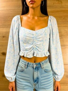 bp. Urban Outfitters Pastel Floral Square-neck Smock Peasant Top XS